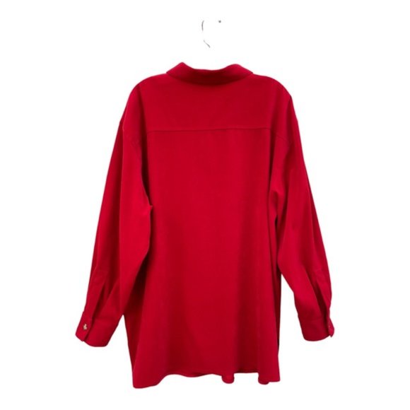 Smooth Lipstick Red Long Sleeve Oversize Button-Up Shirt Jacket Size 2X - Picture 2 of 12